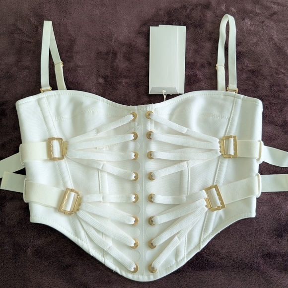 Dion Lee Tops - [NWT] Dion Lee White Gold Hardware Corset Strappy Laced Slider Bustier Top Sz 2